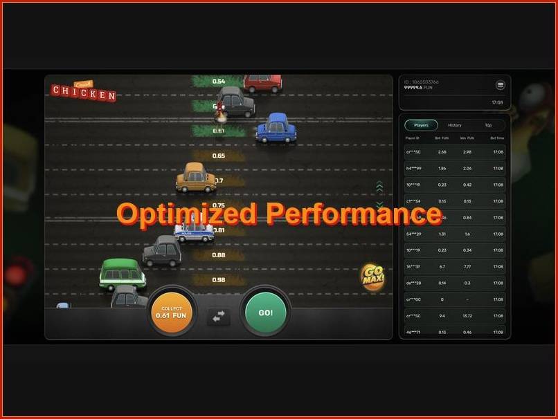 Desempenho e velocidade de carregamento do Chicken Crash