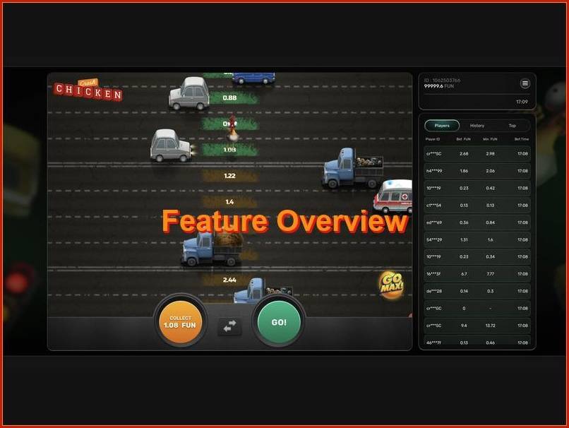 Tabela de funções e respetiva descrição no Chicken Crash
