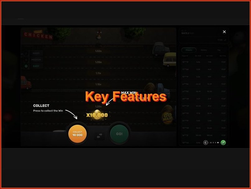 Características únicas e funcionalidades do Chicken Crash
