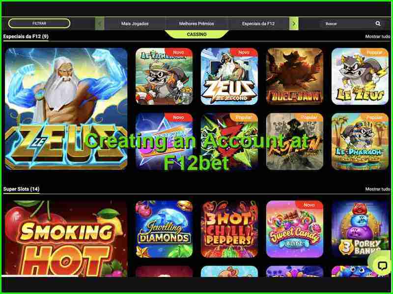 Processo de criação de conta na F12bet
