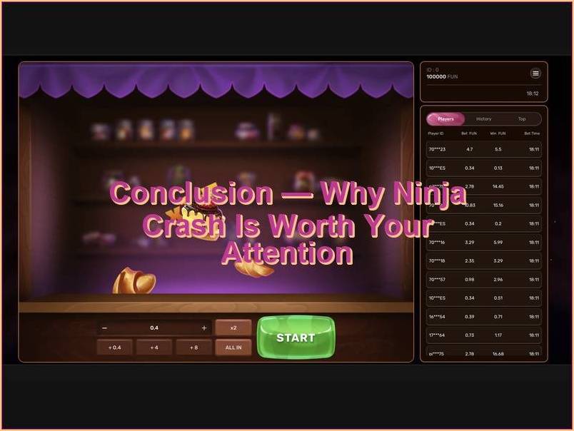 Conclusões gerais e avaliação do Ninja Crash