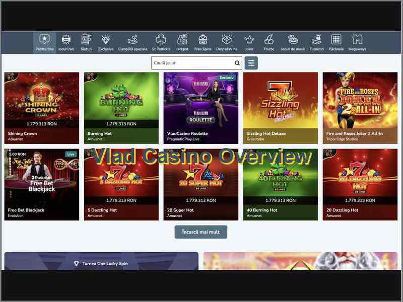 Structure et fonctionnalités du casino Vlad Casino